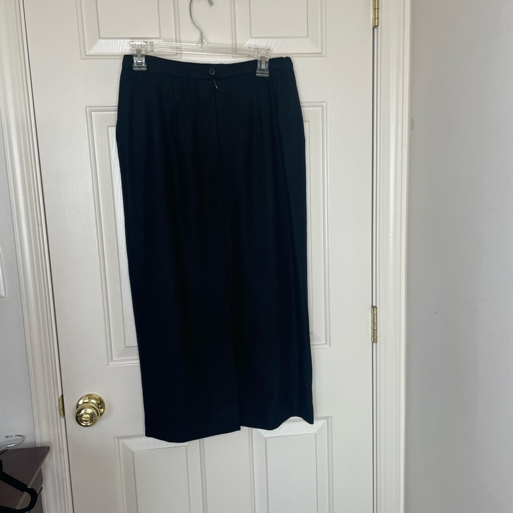 Vintage Pendleton 100% Wool Black Midi Skirt Classic Lined Pencil Style | 10Tall
